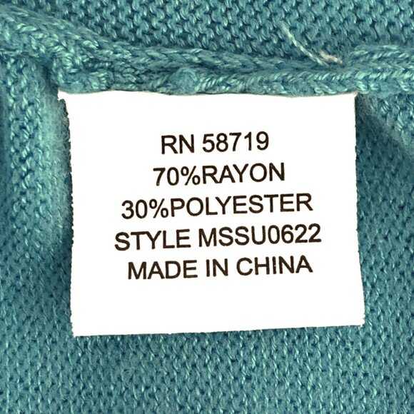 Notations Woman’s Turquoise V-Neck Sweater 3/4 Sleeve Rayon Blend Size S - Picture 13 of 14